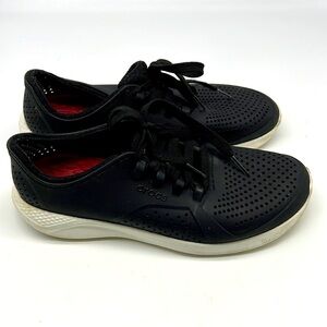 Crocs - Lite Ride Pacer Low Top Lightweight White & Black Lace Up Sneaker SZ 8